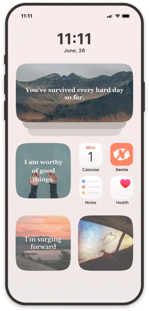 Gentle widgets on an iPhone Home Screen